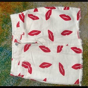 White skirt with red lips !